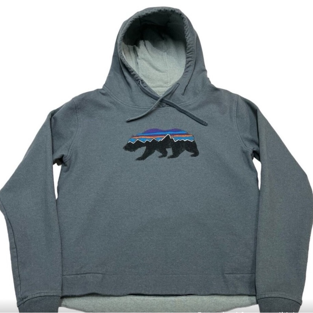 PATAGONIA Unisex Gray Hoodie with Bear Graphic